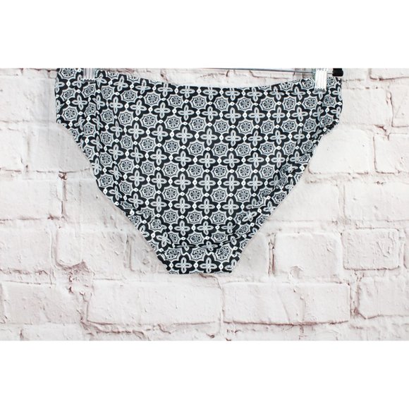 NWOT! LL Bean Black Printed Breathable Bikini Bottom Swimwear Size 16 - Picture 6 of 8